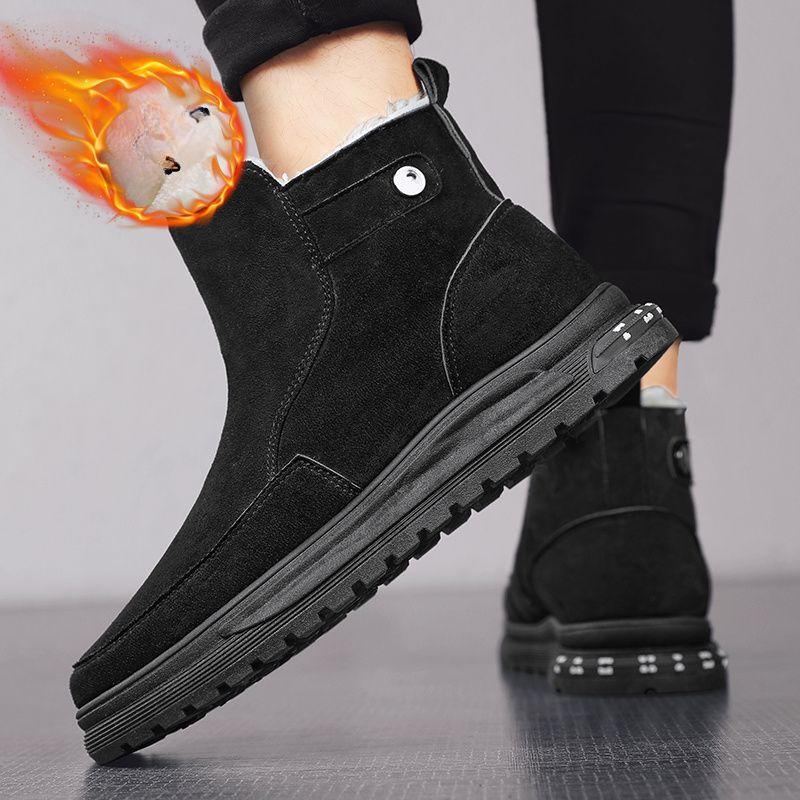 

Зимние мужские ботинки для снега, водонепроницаемые, нескользящие, удобные, теплые, с плюшевой подкладкой, уличные горнолыжные ботинки для мужчин 39 чёрный