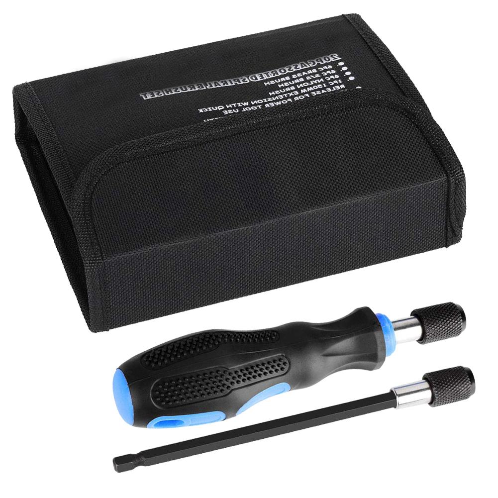 

20Pcs Wire Brush Set 1 4 Hex Shank Extension Rod Stainless Steel Brass Nylon Brush белый