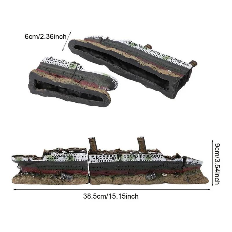 Aquarium Titanic Shipwreck Decorations,resin Material Ship Decorations,fish Tank Sunken Ship Ornament Aquarium Environment