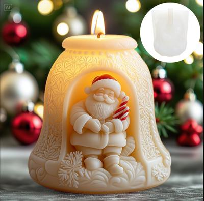 2025 Weihnachtsmann Relief Glockenkerzen Silikonform für Weihnachtsmann Skulptur Schneeflocken Relief Glocke Harzform Weihnachtsgeschenke