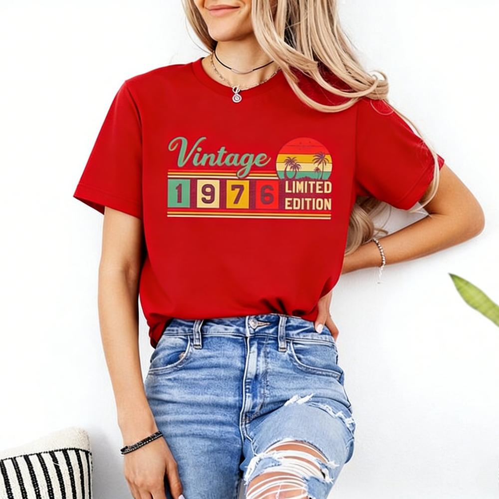 Vintage 1976 Limited Edition Birthday T-Shirt Classic Retro Style Graphic Printed Tshirt Men Women Fashion Tops