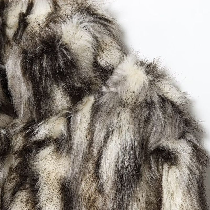 Kaslead New Women Clothes Western Style Fashion Artificial Fur Effect Coat Outerwear 4360041