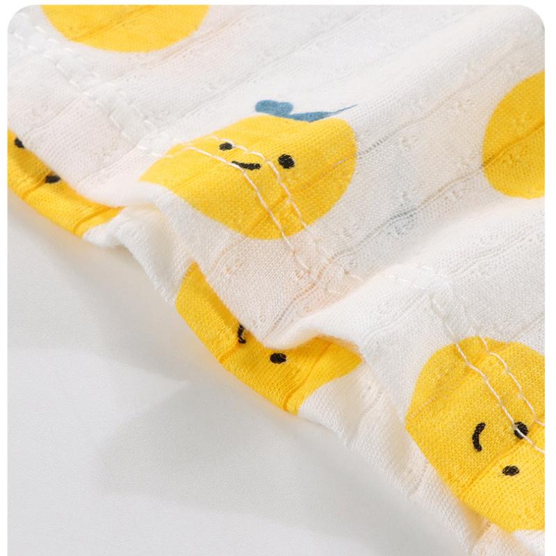 Conjunto de Pijama Feminino de Algodão Sem Mangas Camisola Fina de Verão e Shorts Roupa de Casa Fofa Estampada para Criança Bebê Com Cintura Elástica