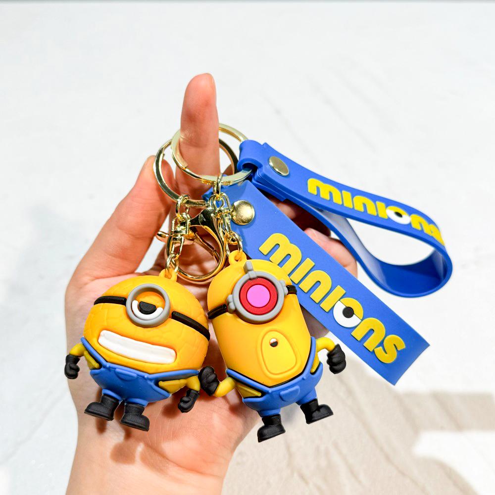 New Anime Minions Keychain Cartoon Child Toy Gift Key Ring Pvc Minion Doll Cute School Bag Pendant Car Key Chain Accessories