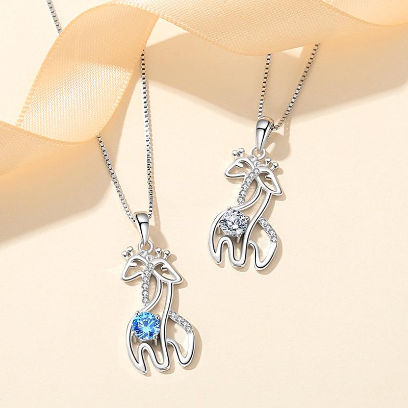S925 Sterling Silver Giraffe Pendant Necklace for Women - Perfect for Christmas, Qixi, Valentine's, or Birthday Gifts.