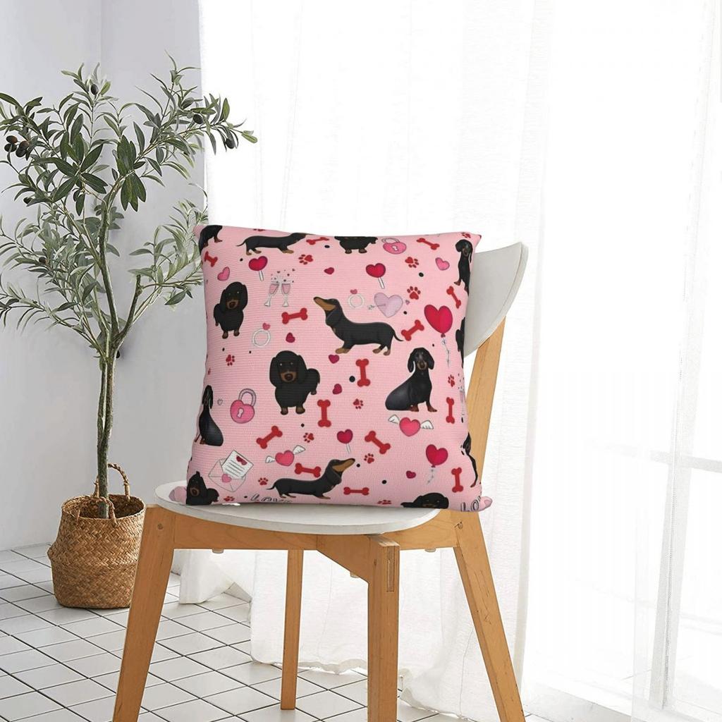 Dachshund Valentines Day Throw Pillow Cover Cushions for Sofa Dogs Animal Awesome Pillowcase