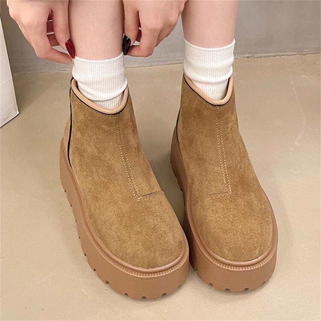 Fashion versatile height-increasing velvet Martin boots 2025 winter new muffin thick-soled women's short boots matte small man