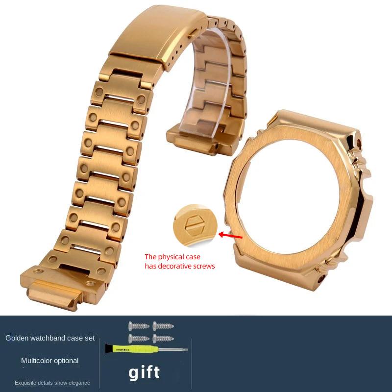 GA-2100 Watchband case Mod Kit For Casio G-SHOCK Farm Oak GA2100 GA2110 GA-B2100 Modified metal Bezel stainless steel strap Tool