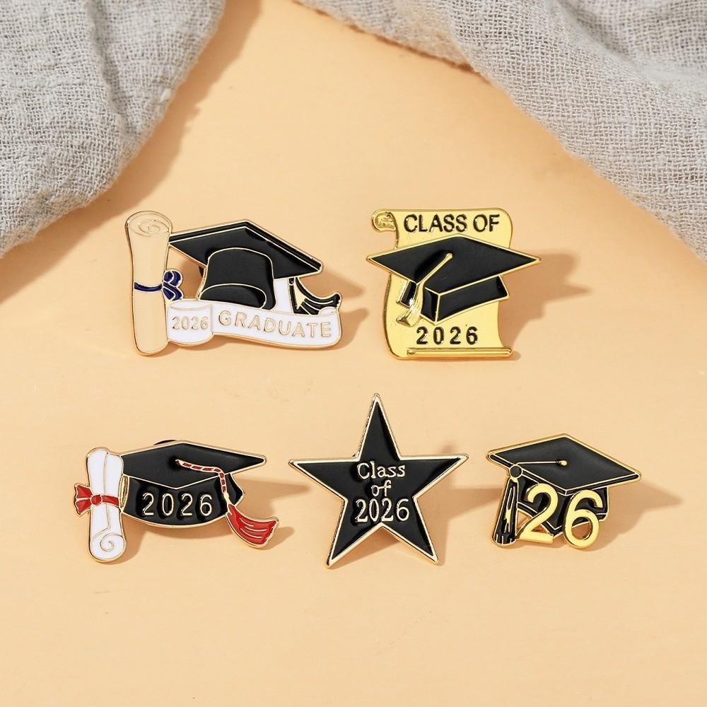 Black Golden Mortarboard Brooches Class of 2026 Doctorial Hat Brooch  Academic Celebrations