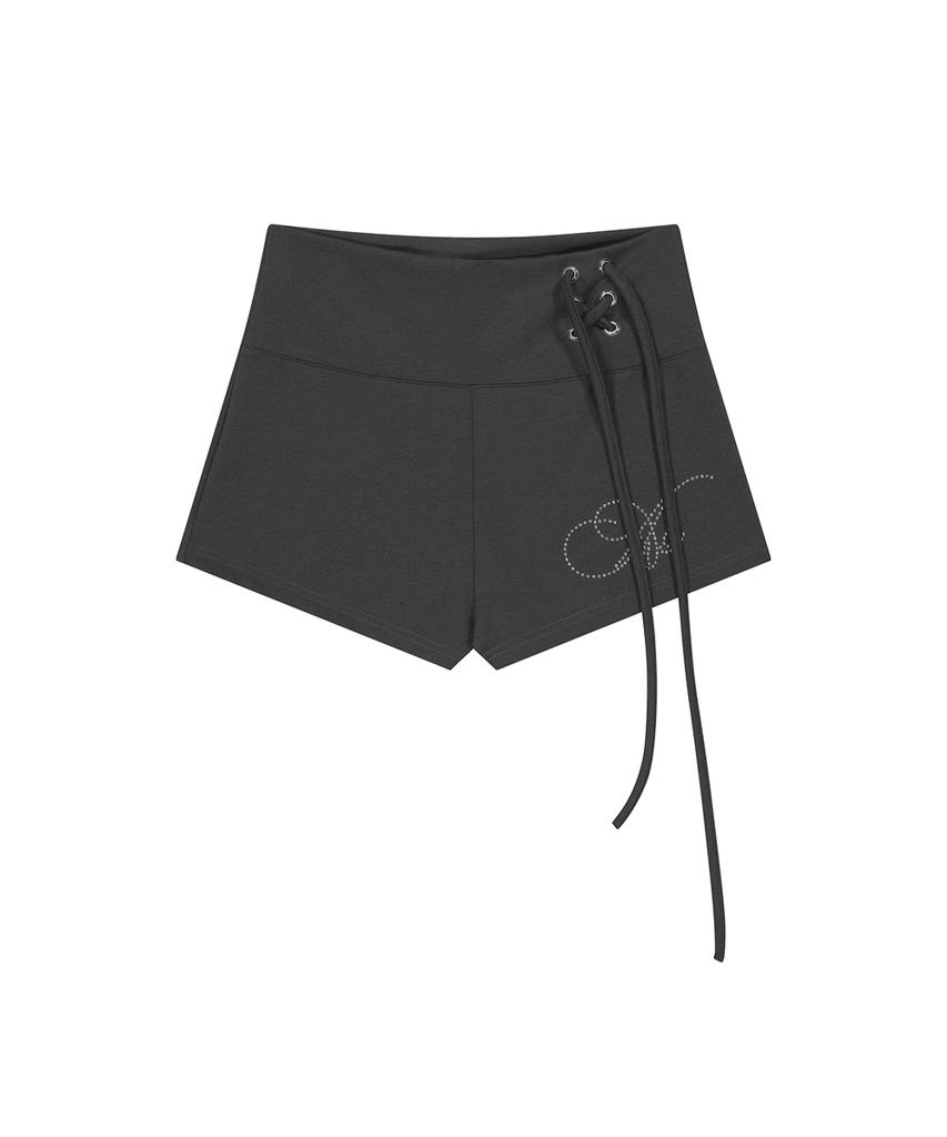 Aejeuyua Folding Hip Logo Shorts Charcoal