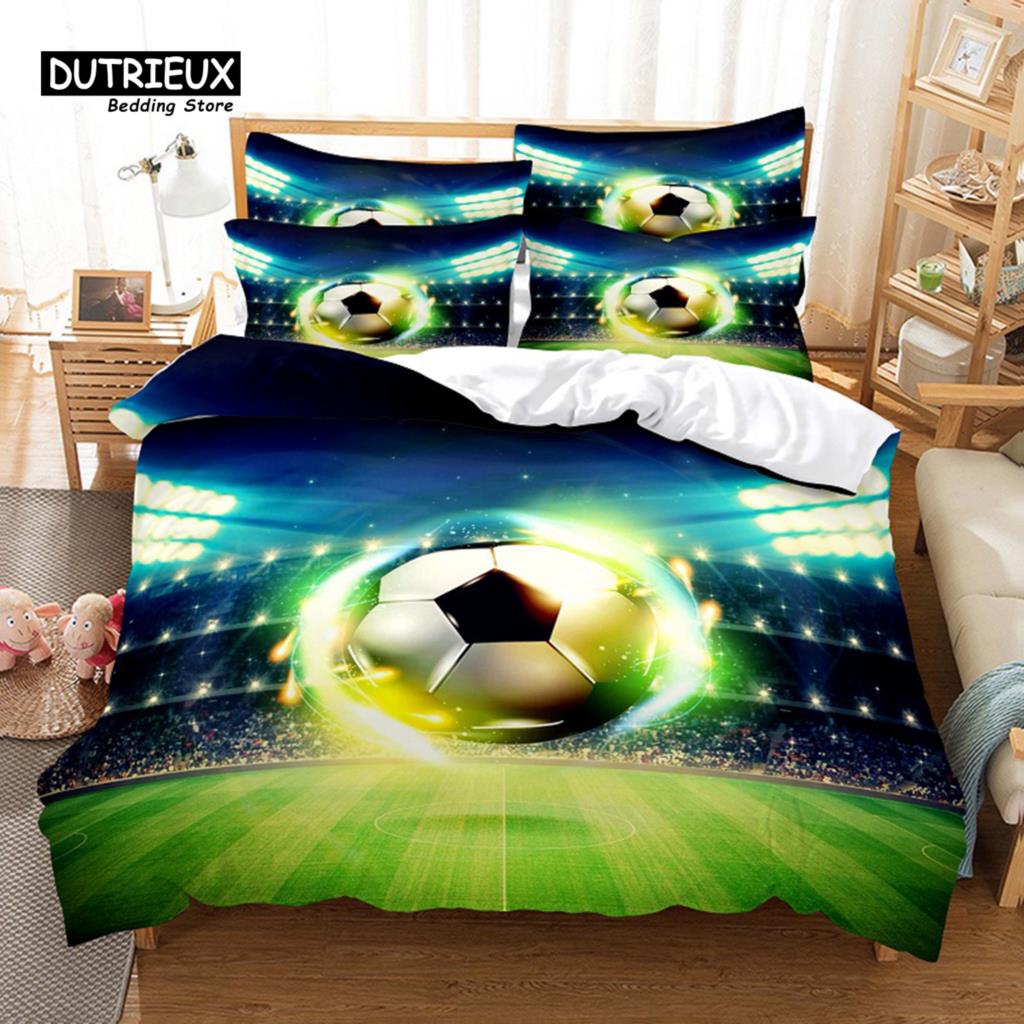 Sports Football Bedding Set, 3Pcs Duvet Cover Set, Soft Comfortable Breathable Duvet Cover, For Bedroom Guest Room Decor