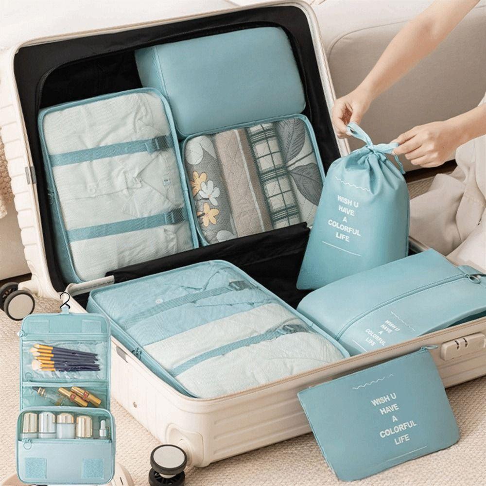 8Pcs Foldable Travel Organizer Set Large Capacity Luggage Storage Bags Portable Wardrobe  Underwear