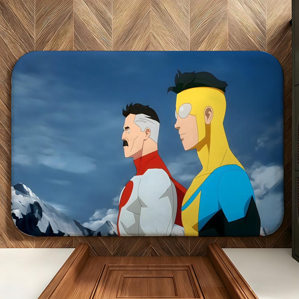 Animation I-Invincible H-Hero Floor Mat Soft Flannel Floor Mat Suitable for Entryways, Living Rooms, Bedrooms, and Bathrooms