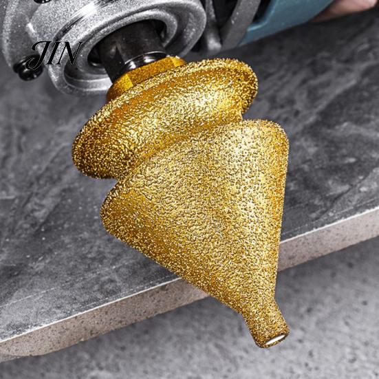 Quartz Drill Bit Diamond Chamfering for Grinder, 4-in-1 Hole Saw, Beveling Grinding Head Arc Trimming Chamfering/Hole Enlarging/Polishing/Arc