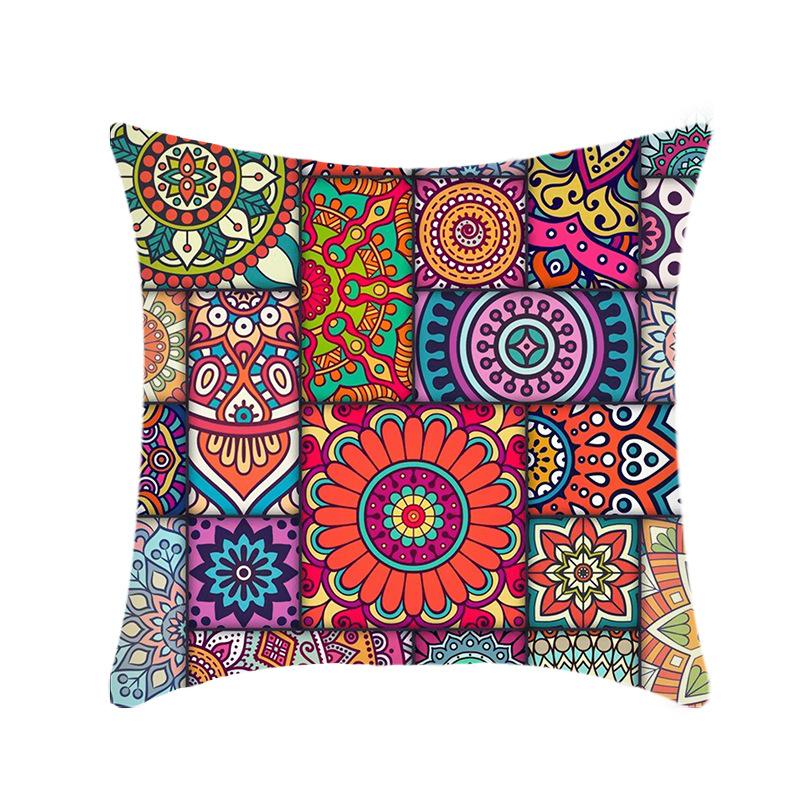 Spliced Colorful Mandala Traditional Ethnic Pattern Car Throw Pillows, Sofa Bay Window Pillow Covers and Cushions
