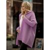 Pull en tricot à capuche chauve-souris surdimensionné pour femme 2026 Mélange d'acrylique doux Chic décontracté Tenue de bureau Longueur moyenne Ouverture sur le devant