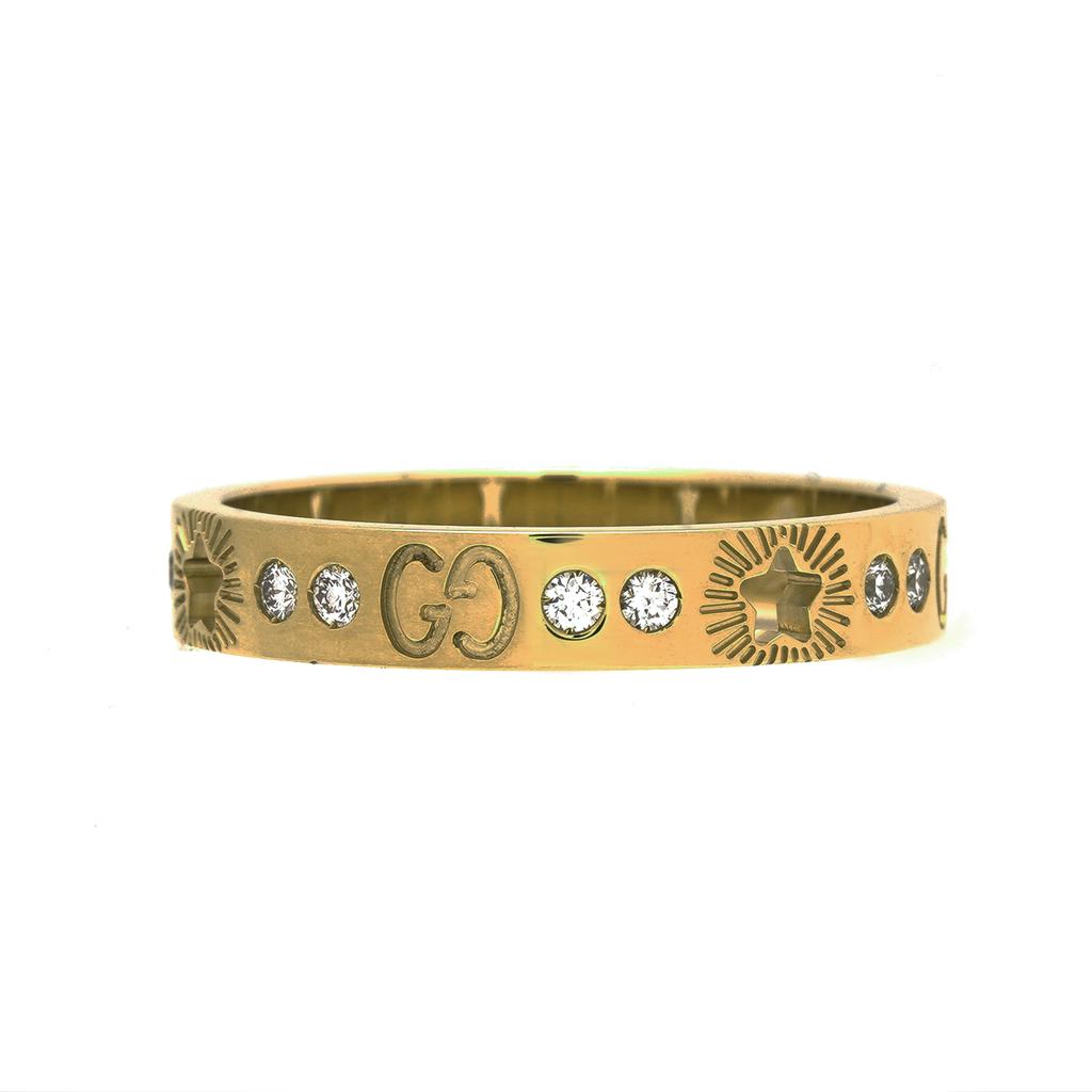 Gucci Icon Star Diamond Inlay Shiny 18K Gold Ring Unisex jewelry 662057-J8540-8000