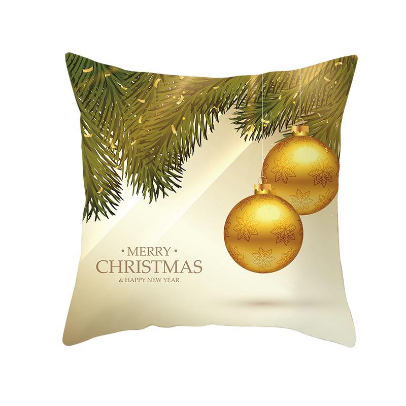 New Christmas Golden Ball Bell Pillow Cover Sofa Car Office Seat Cushion  Gold Series  Holiday Home Decoration