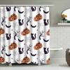 Halloween Decor Shower Curtain Halloween Pumpkin Cats Black Spiders White Bath Mat Waterproof Bathroom Curtains Customizable