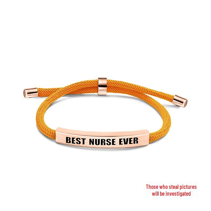 Multi-Color Engraved Stainless Steel Rope Bracelet: Nurse's Day Commemorative Christmas Gift