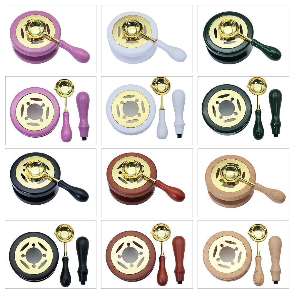 Wax Seal Melting Furnace Set with Handle & Spoon - Wooden Granule Furnace for Crafting