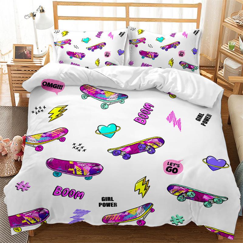 Skateboard Duvet Cover Microfiber Extreme Sports Game Bedding Set Astronaut Spaceman Skateboard Quilt Cover For Boys Teen Boys