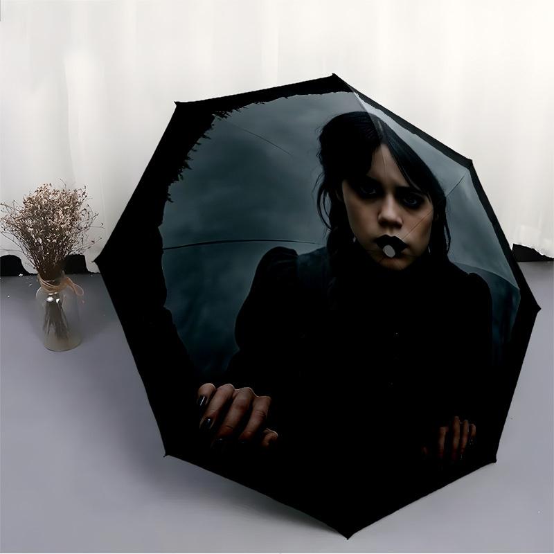 1pc Wednesday Automatic Cute Umbrella 8-Bone Design Compact Gear for Outdoor Travel, Perfect Holiday Gift yy251230002