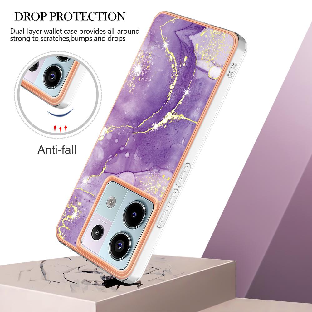 For Xiaomi Redmi Note 13 Pro 5G/Poco X6 5G TPU Case with IMD Marble Pattern Electroplated Back Cover