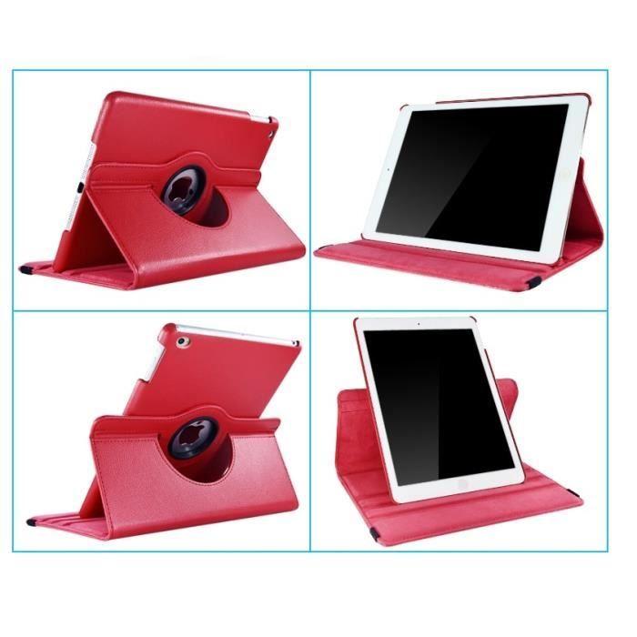 Case - Phonillico - iPad Air 1/2 - Red - Rigid 360 Multi-positions - Elastic