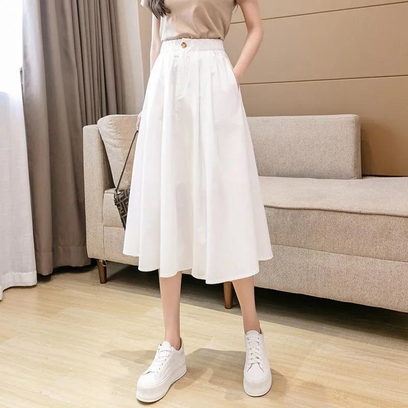 

Korean-Style High Waist A-Line Midi Skirt - Petite, Slimming, Versatile, Casual S