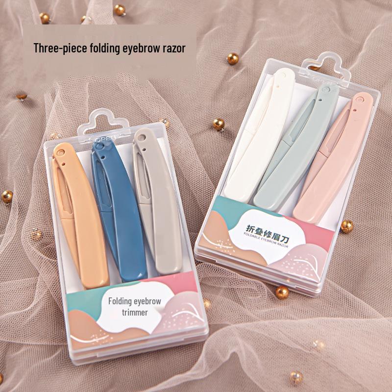 Portable Safety Folding Eyebrow Razor for Beginners - Stainless Steel Blade, Makeup Tool
