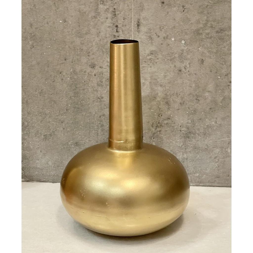 Metall-Blumenvase für Heimdekoration | Wohnzimmer Vintage-Dekor Antik (17 x 17 x 21 cm) (Glänzendes Gold)