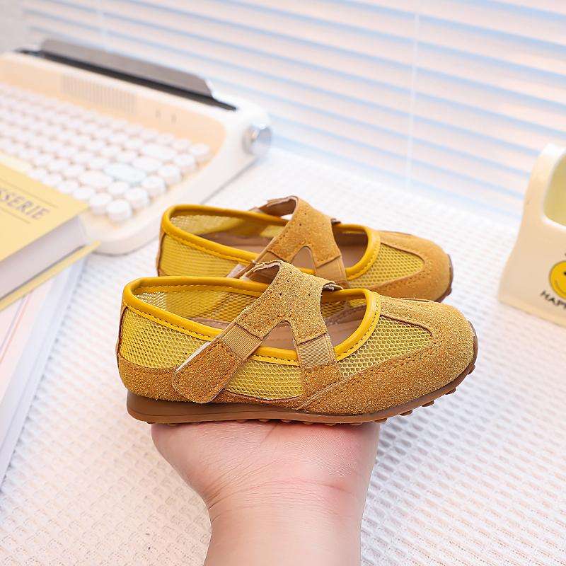Summer Mesh Breathable Kids Casual Shoes for Girls Anti-slippery Sole Toddler Sports Sandals Cross Straps Girls Ballet Flats Ins