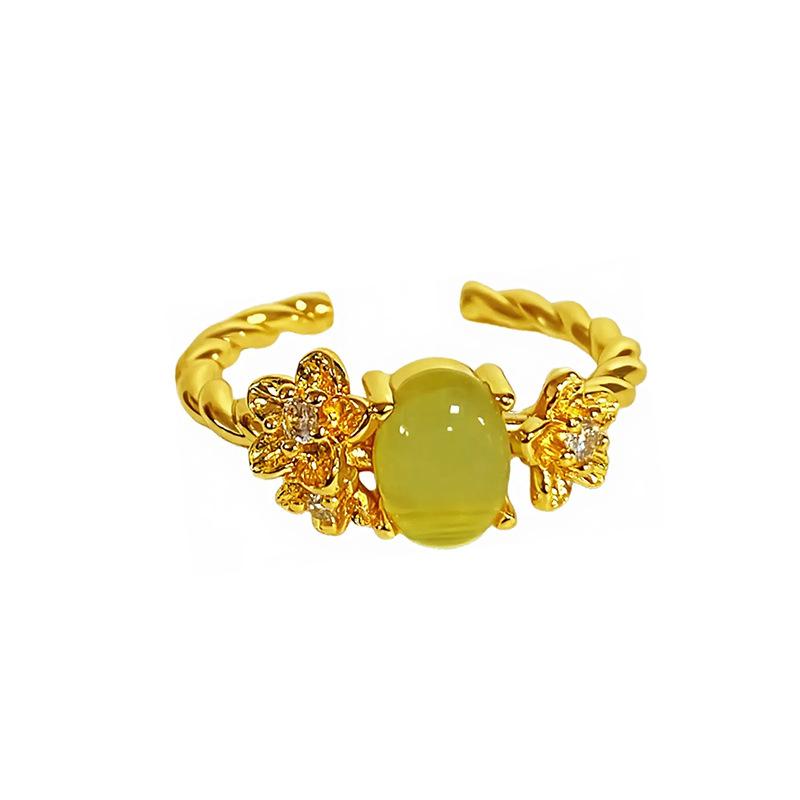 Medieval Green Butterfly Cool Niche Design Open Ring Light Luxury High-End Ring