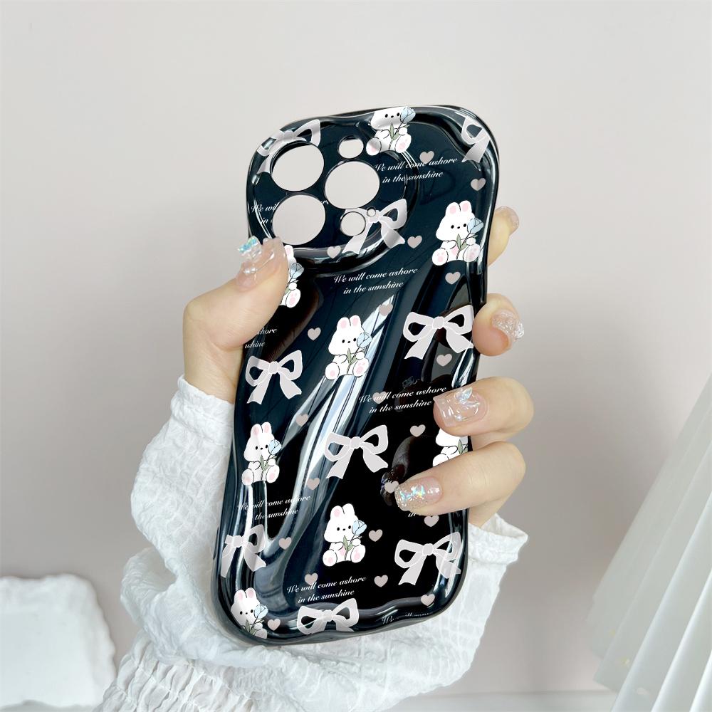 Cartoon Pattern Cream Texture Casing Wavy Edge Soft Silicone Cover Phone Case for IPhone Samsung Huawei Honor Xiaomi Redmi Infinix Tecno