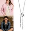 Elegant Heart Shaped Neckwear Rhinestones Accented Unisex Stainless Steel Necklace Slidable for Gifting and Daily Use