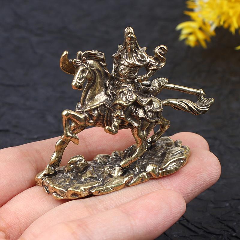 

Brass God of Wealth Riding Horse Guan Gong Statue Home Decoration Accessories латунний