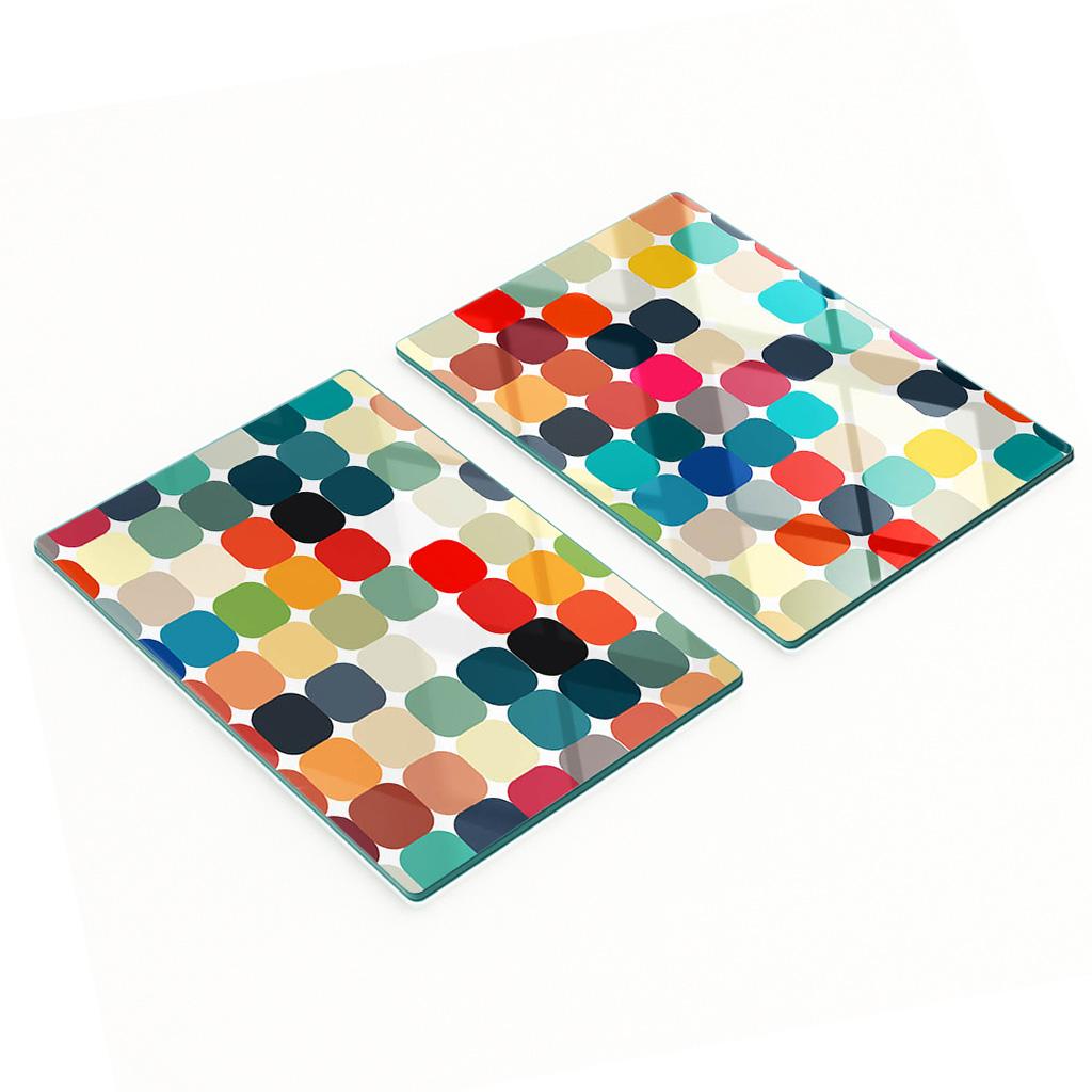 Stylish and Durable Glass Boards with Geometric Shapes Print 2x40x52 cm