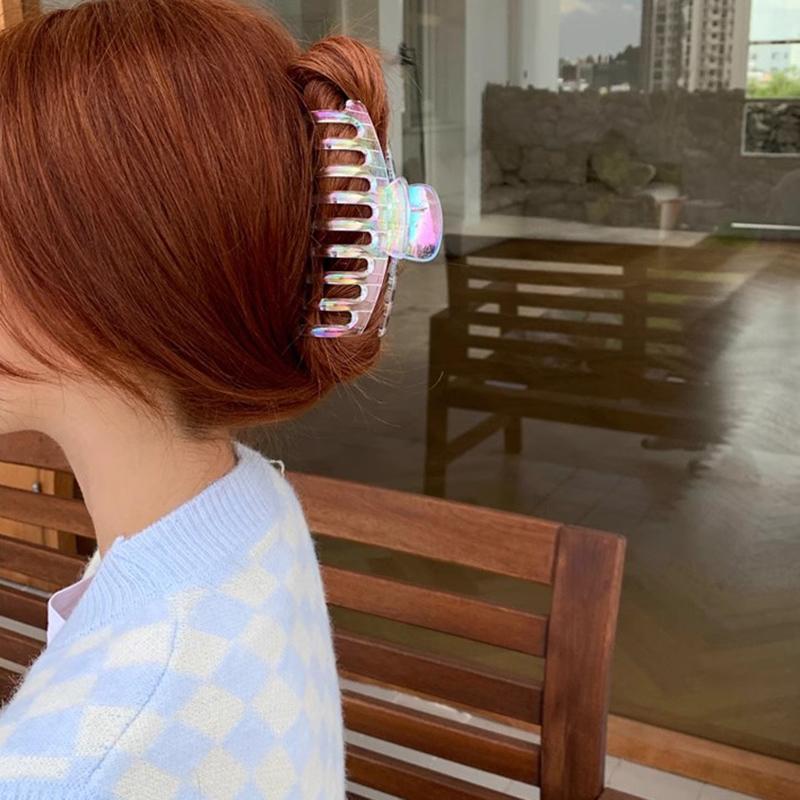 Korean Elegant Colorful Grab Hair Claws Female Large Shark Clip Hairpins for Women Headwear Party Ponytail Hair Clip Accessories