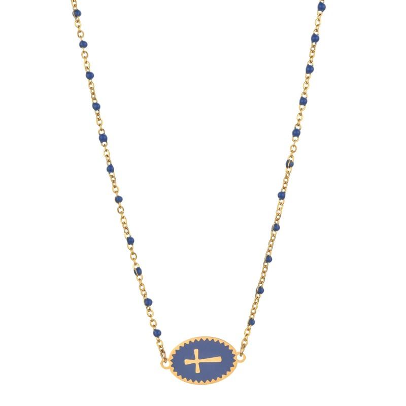 Meier Fashion stainless steel necklace women s easiest for matchclassy cross enamel necklace