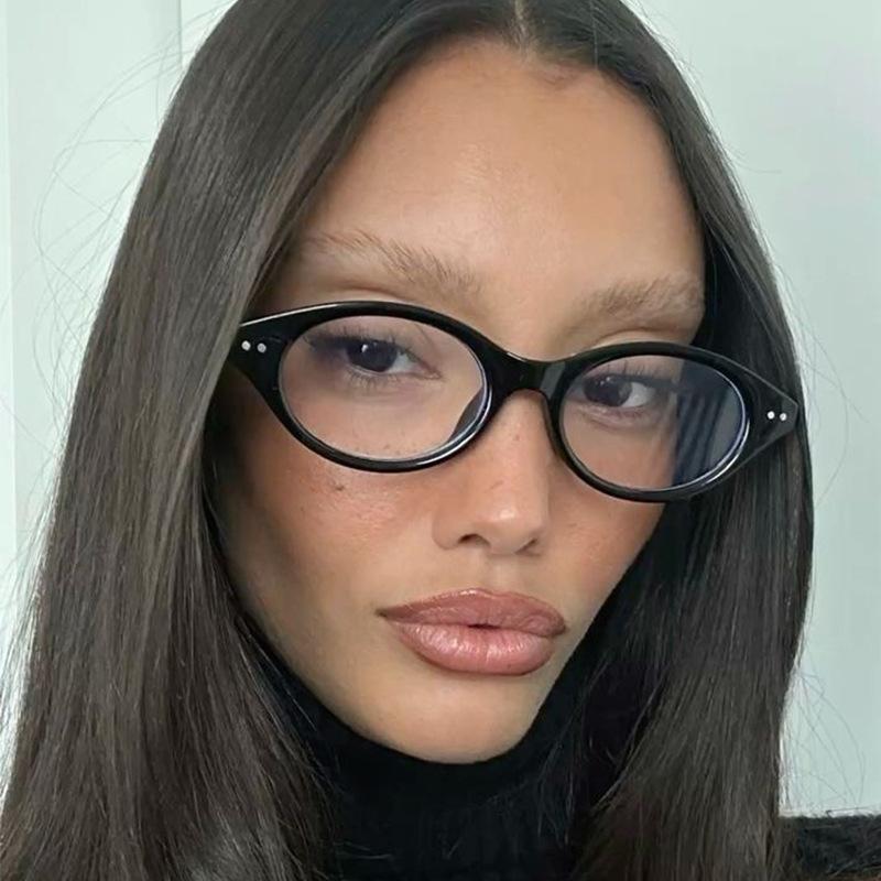 New Women Retro Oval Glasses Girls Candy Color Frame Glass Eyewear Decorative Computer Anti-Blue Eyeglasses