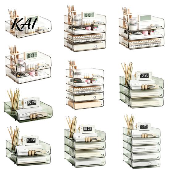 Multi Layer Desk Organizer Clear Acrylic File Tray, 1/2/3/4/5 Tier Paper Ducument Storage Box Box, Stackable Office Supplies Rack