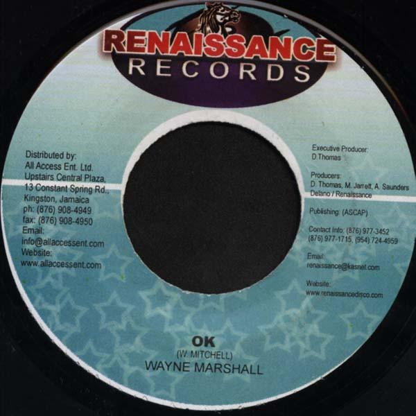 

7inch Record WAYNE MARSHALL / FLAVA UNIT & KID K - OK / Girls Request NONE Renaissance Rec 2004 Jamaica Reggae, Ska & Dub Used