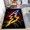 Neon Lightning Bolt Pattern Area Rug Trendy Cyber Style Non-Slip Floor Mat for Living Rooms Game Spaces