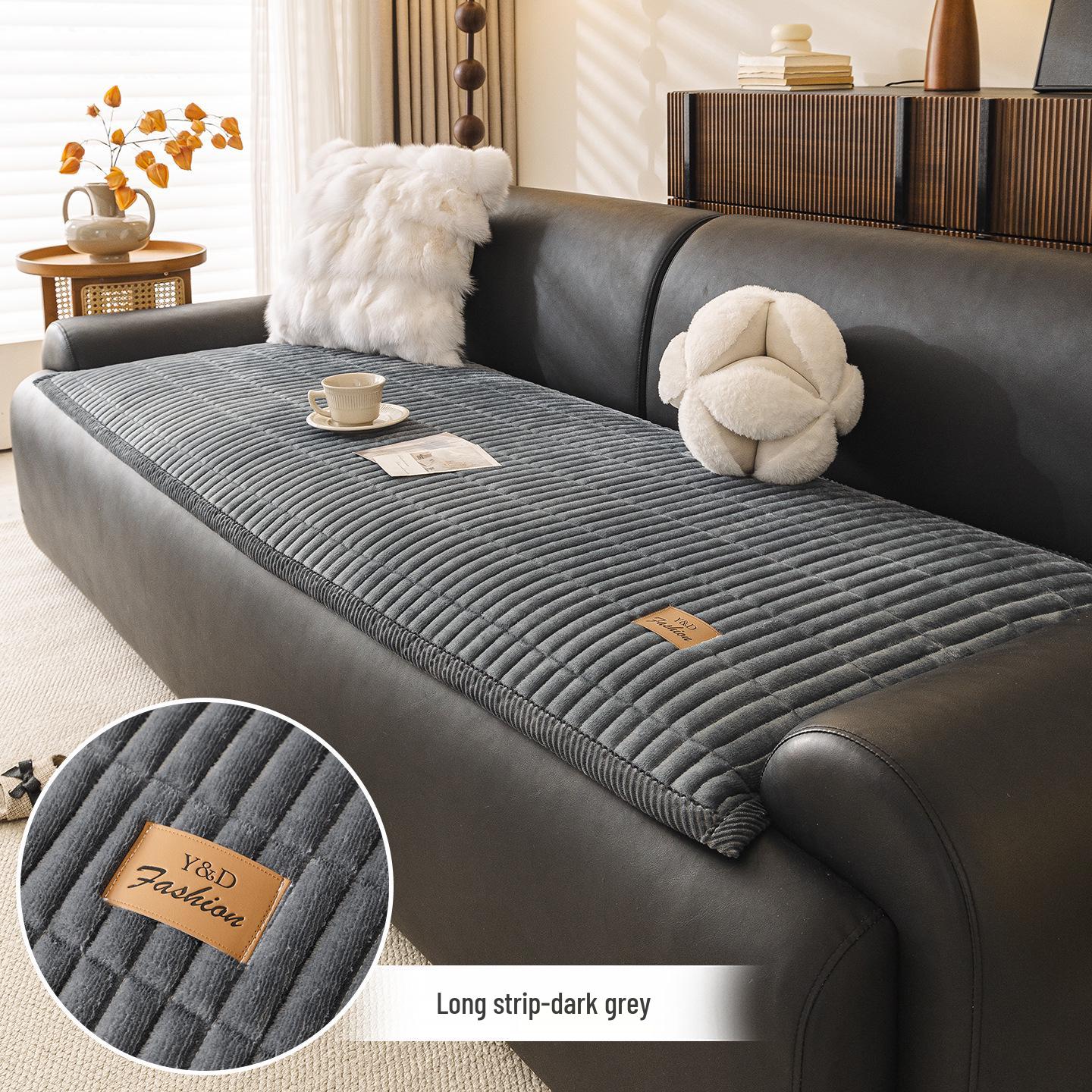 

Нескользящий чехол на подушку дивана из короткого плюша, кремовый - Утолщенный цельный для осени/зимы 2026 70x70 cm