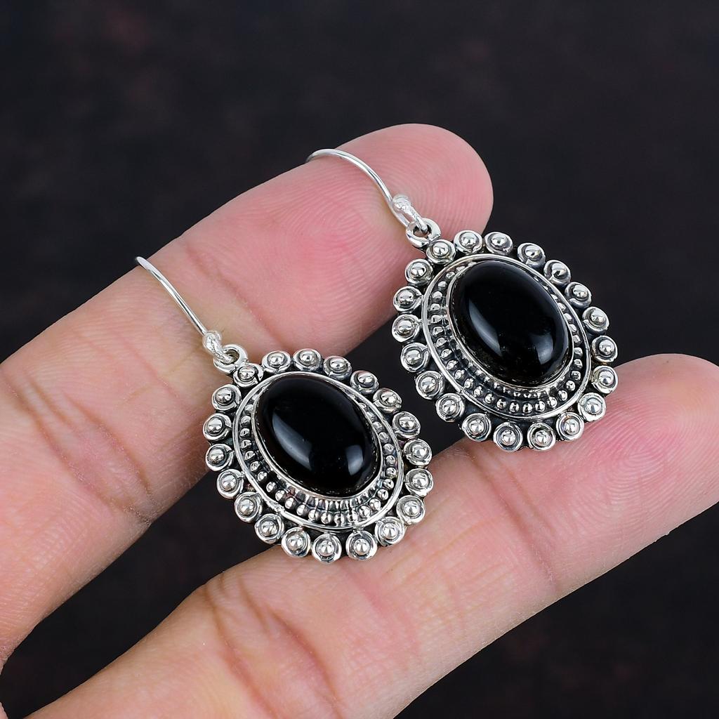 Svarta Onyx Örhängen Vintage Örhängen Handgjorda Ädelstenssmycken 925 Sterlingsilver Örhänge Toppkvalitet Svarta Onyx Smycken Gåvor Till Hennes