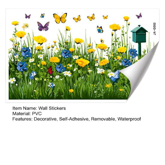 Self-Adhesive Wall Stickers Green Grass Wall Corner Stickers Flowers Butterflies Baseboard Skirting Line