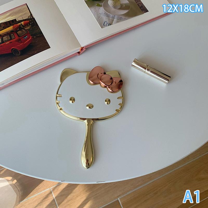 Sanrio High Beauty Hello Kitty 3D Folding Mirror Portable Handheld Makeup Mirror Kawaii Cartoon Anime Style Mirror Girl Gift