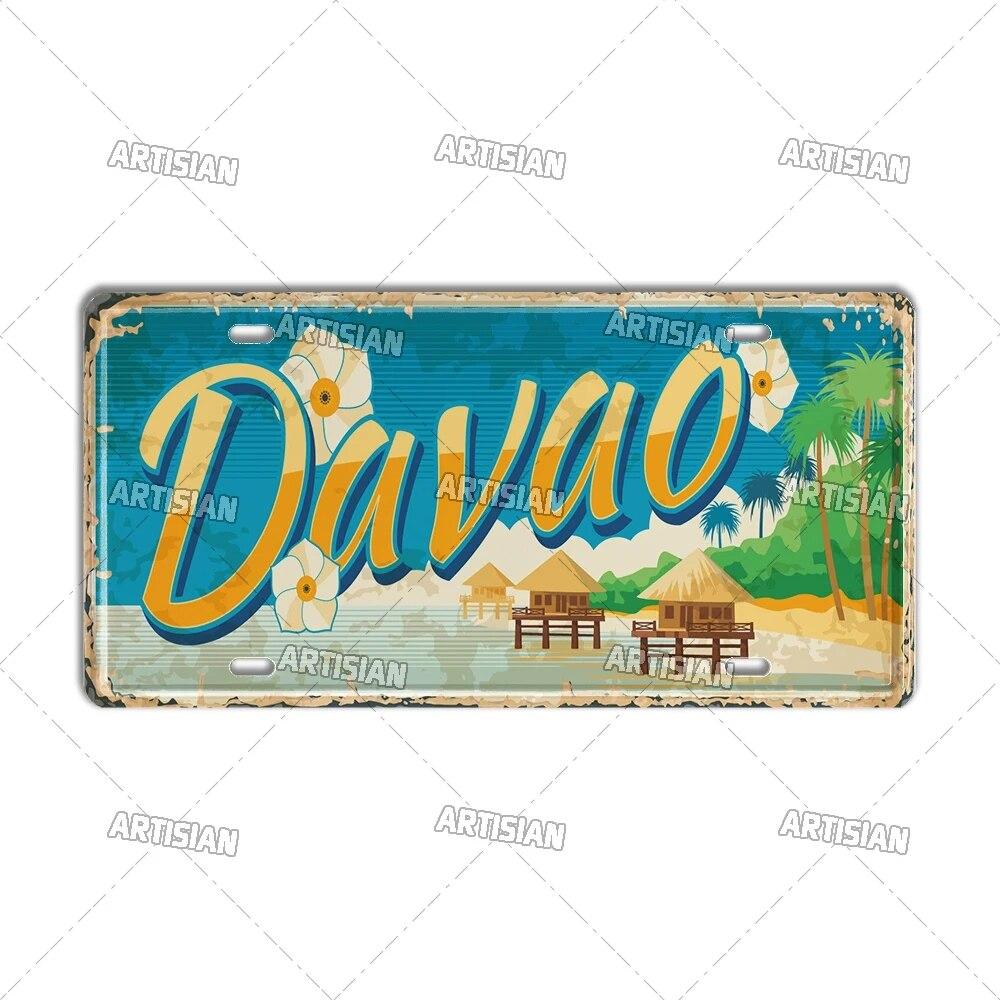 Artisian PHILIPPINES Malaysian License Plate City Metal Sign Landmark Decorative Vehicle Plate Wall Decor Garage Bar Pub Club