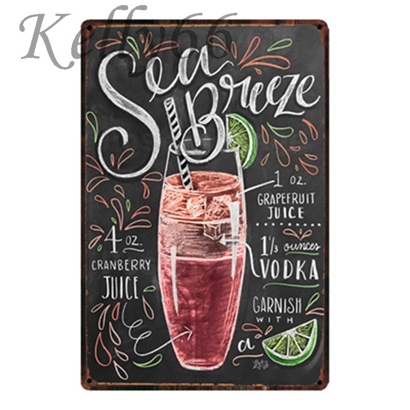 

[ Келли66 ] Морской бриз Коктейль Металлический знак Жестяной плакат Домашний декор Бар Настенная живопись 20 * 30 СМ Размер y-1828